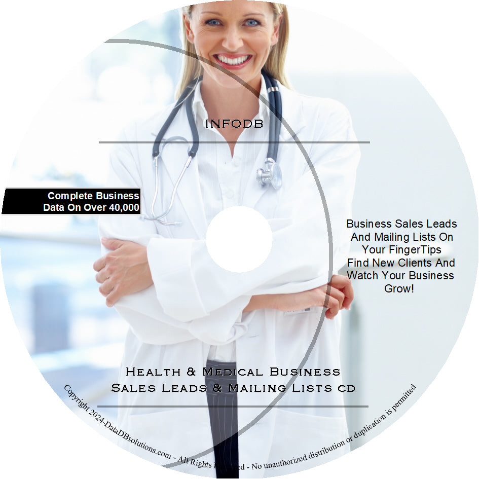 Health & Medical Business Directory List Database | Contains 90,000 business lists and 1,500 email lists