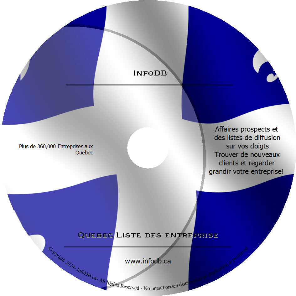 QUEBEC Liste Des Entreprises - 475,000 listes d'entreprises et 128,100 listes de courriels